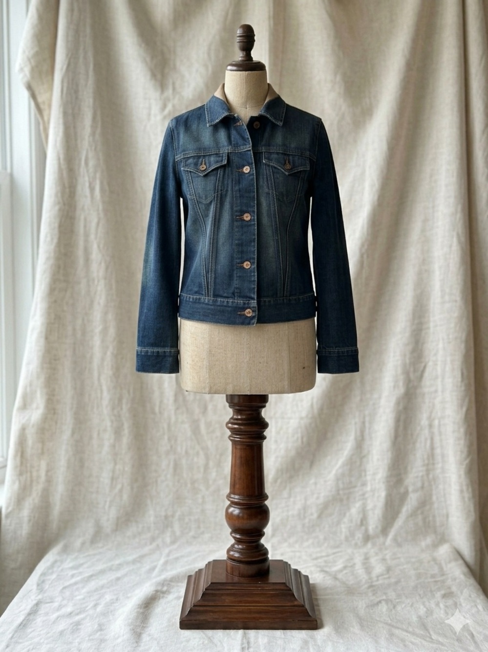 Vintage 2001 GAP Classic Trucker Denim Jacket Dark Wash Blue - Womens Size M